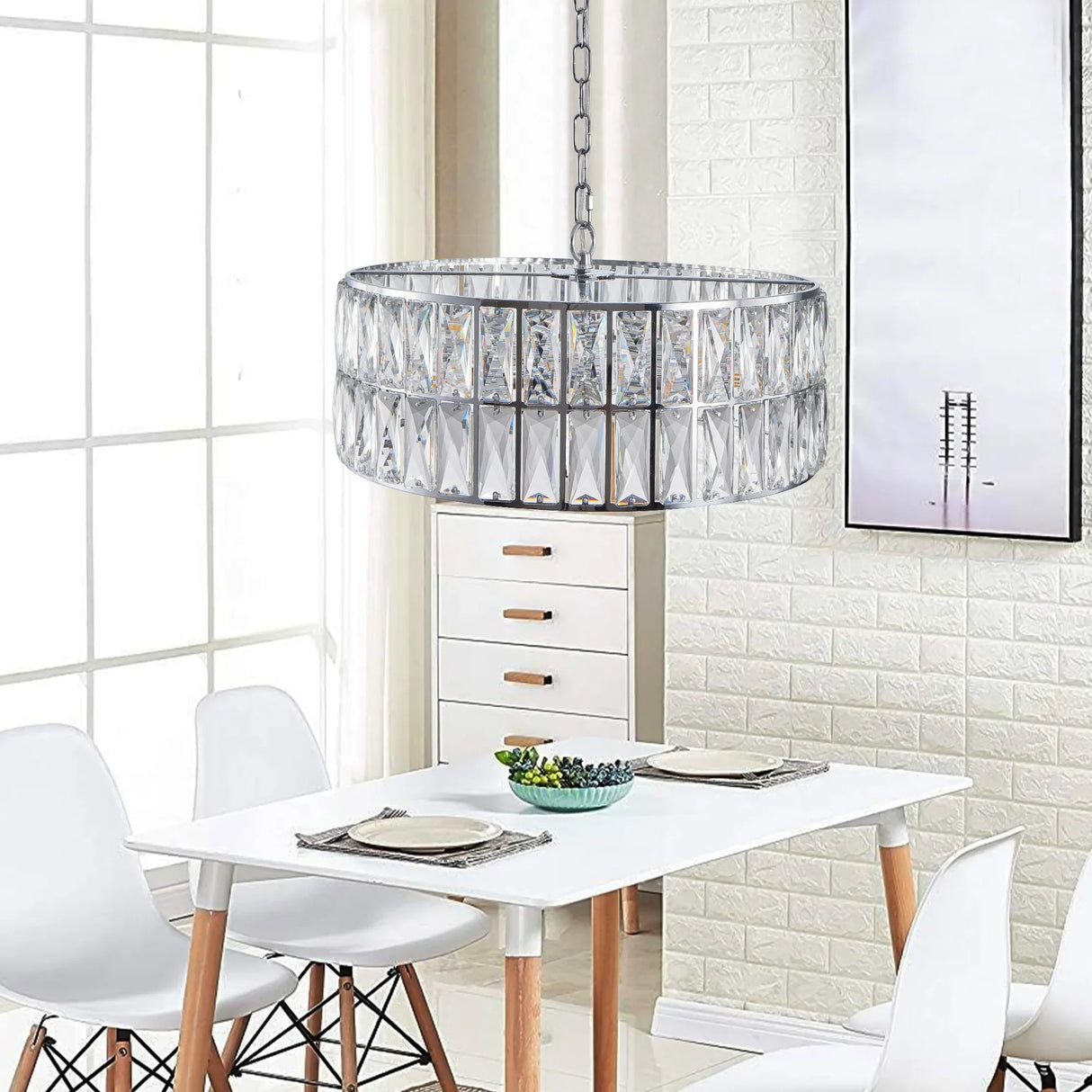 Luxury Crystal 5-Tier Chrome Round Semi Flush Chandelier - Omega Lifestyles
