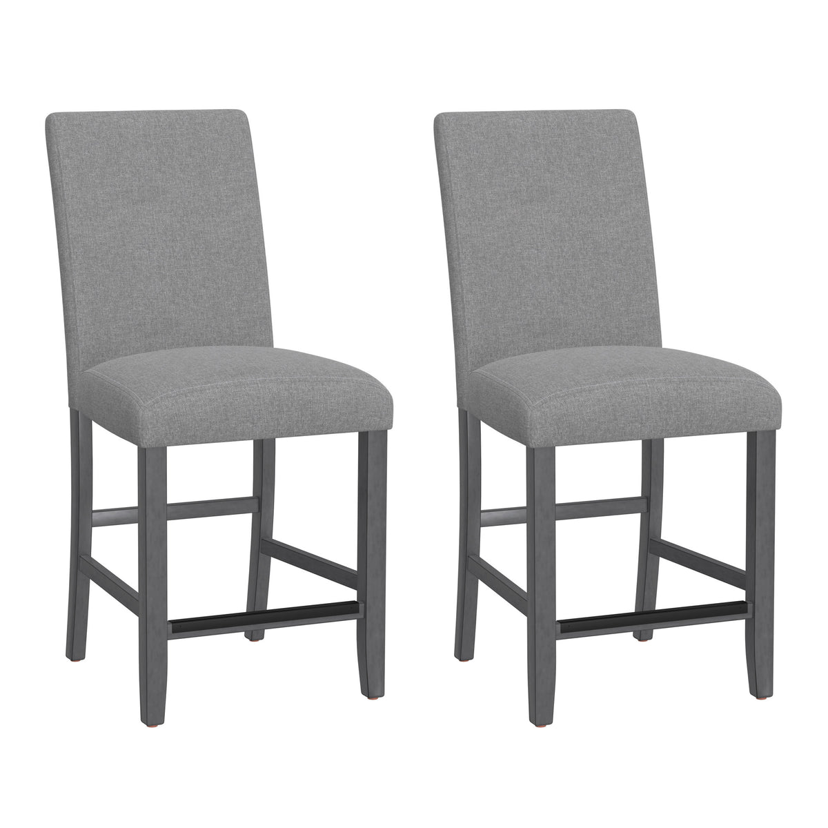 Set Of 2 Gray Upholstered Engineered Wood Barstools