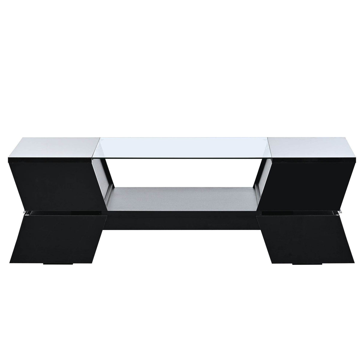 Modernist 2-Tier Black Tempered Glass Coffee Table - Sleep Galleria