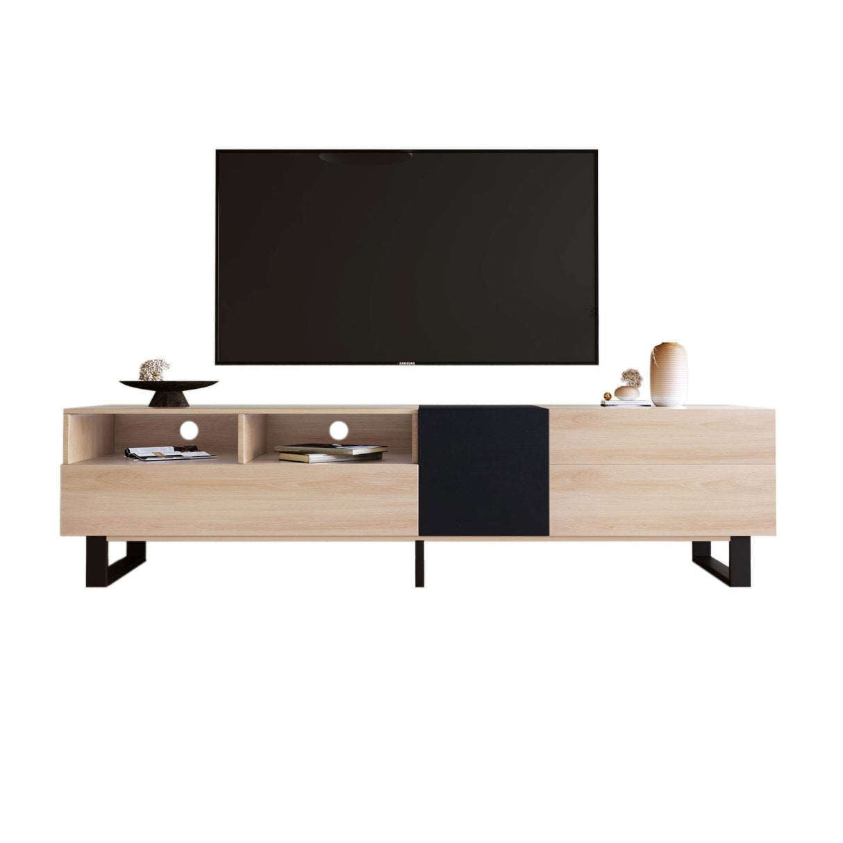 Modern Minimalist TV Stand With Drop Down Doors - Sleep Galleria