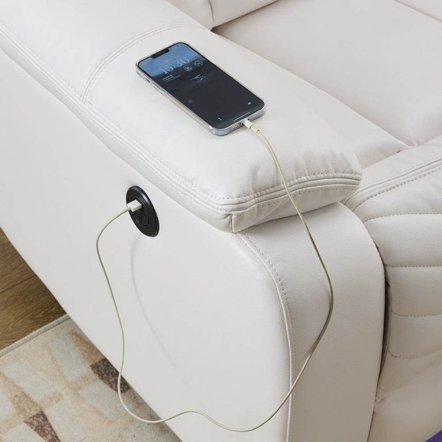 Technical Leather 6-Seat Power Reclining Sofa Set With USB Charger - Omega Lifestyles