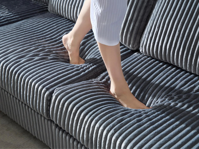 Convertible Corduroy Fabric Sleeper Sofa With Storage - Omega Lifestyles