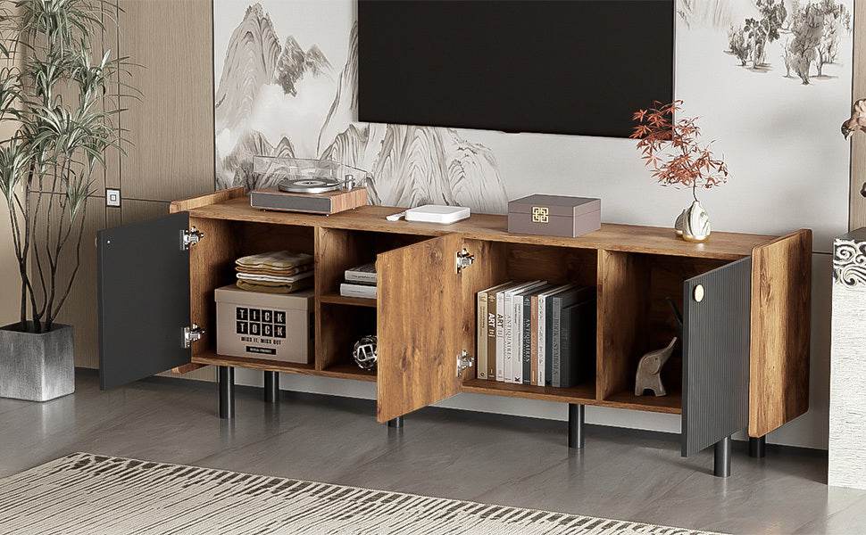 Mid Century Modern TV Stand With Storage Cabinets - Sleep Galleria