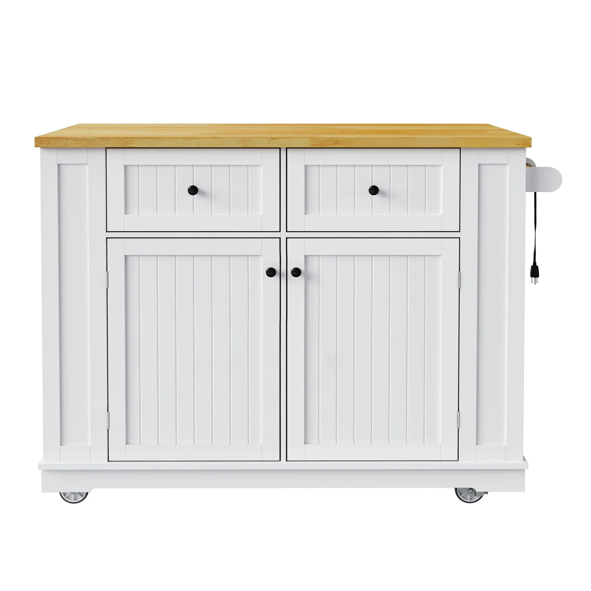 Rolling Kitchen Island Cart With Drop Leaf And Power Outlet - Omega Lifestyles