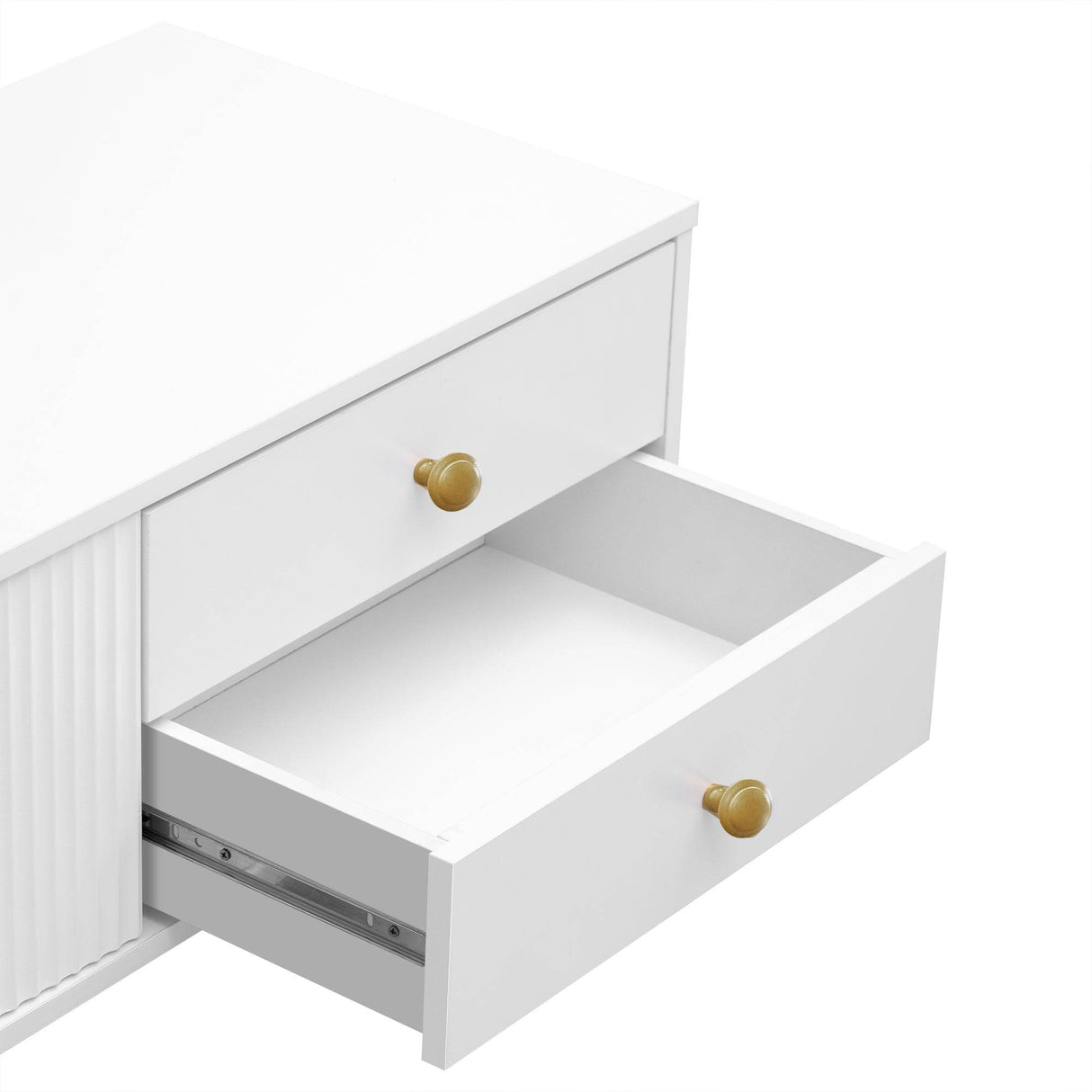 Modern White MDF TV Stand With Storage Cabinet - Sleep Galleria