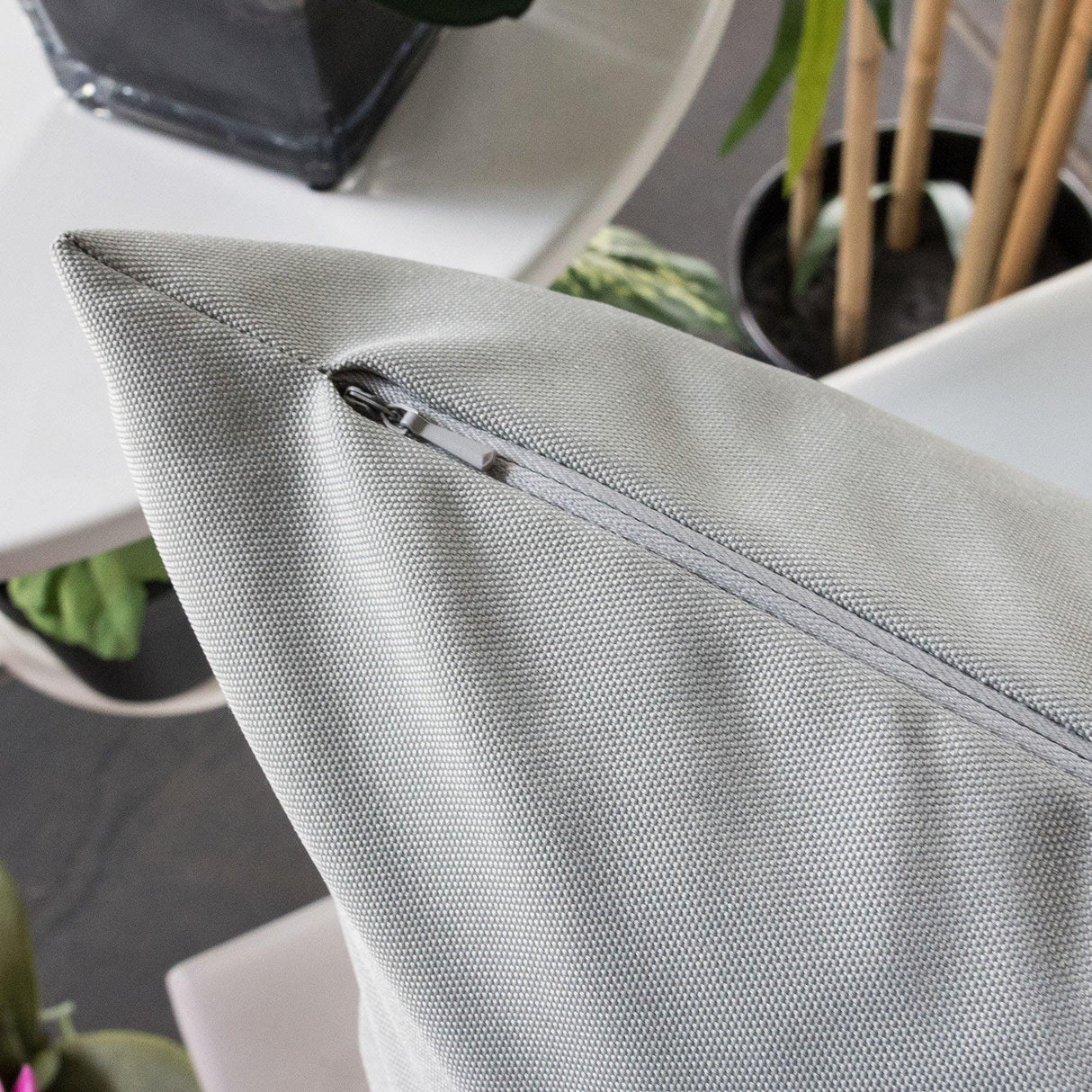 Outdoor Weather Resistant 20x20 Silver Polyester Pillow - Omega Lifestyles