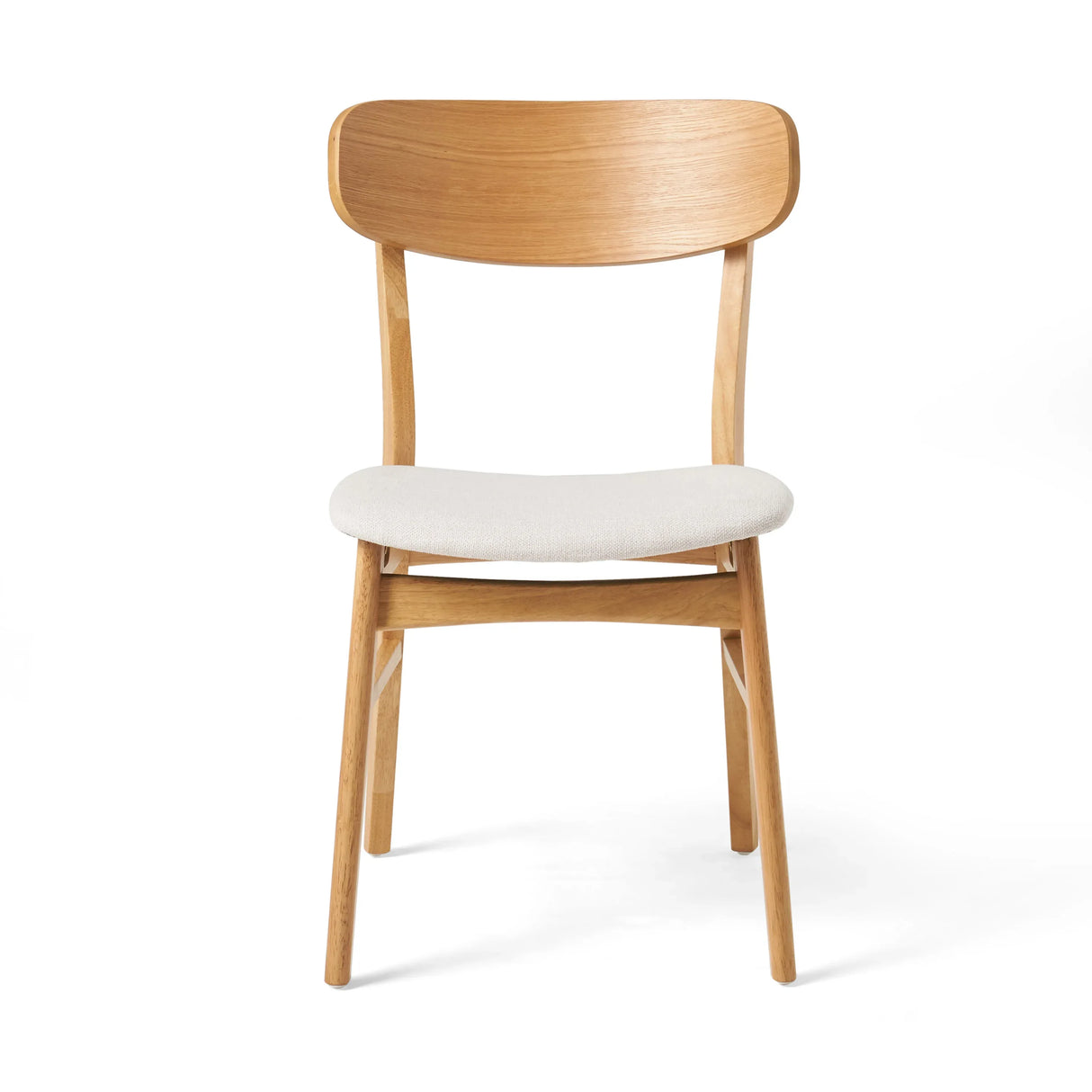 Set Of 2 Dining Chairs Fabric Cushioned Seat Rubberwood Legs - Omega Lifestyles