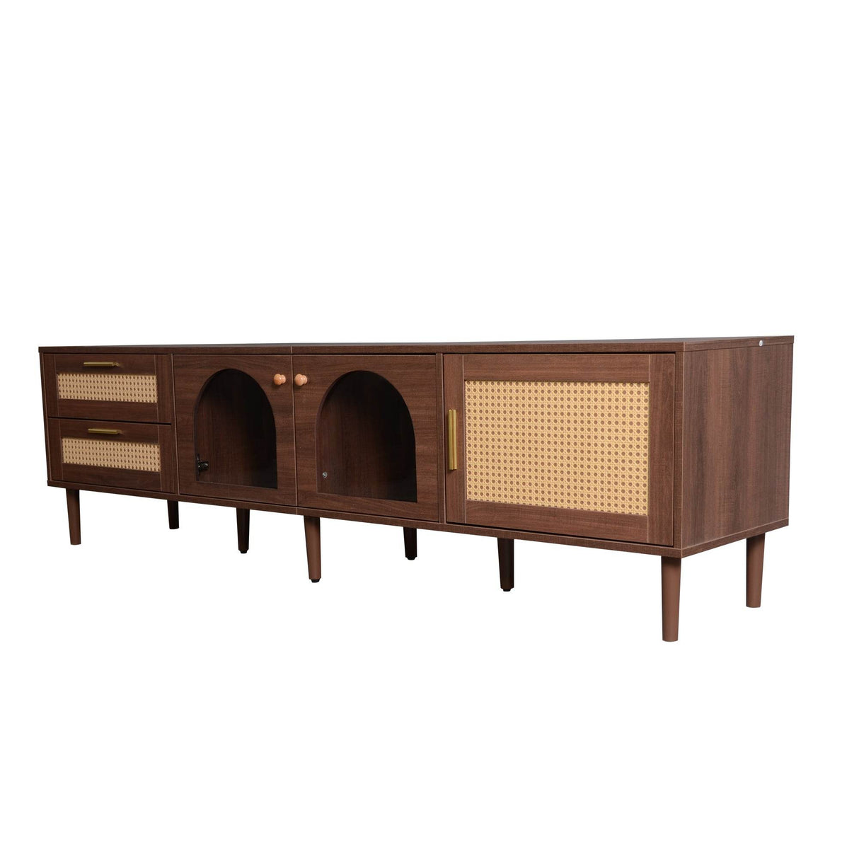 Rattan-Inspired Media Console TV Stand With Storage - Sleep Galleria