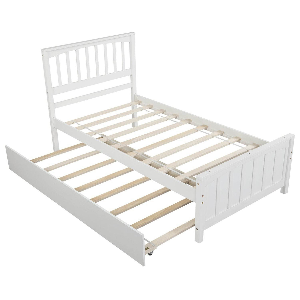 Twin Solid Wood Platform Bed With Trundle - Omega Lifestyles