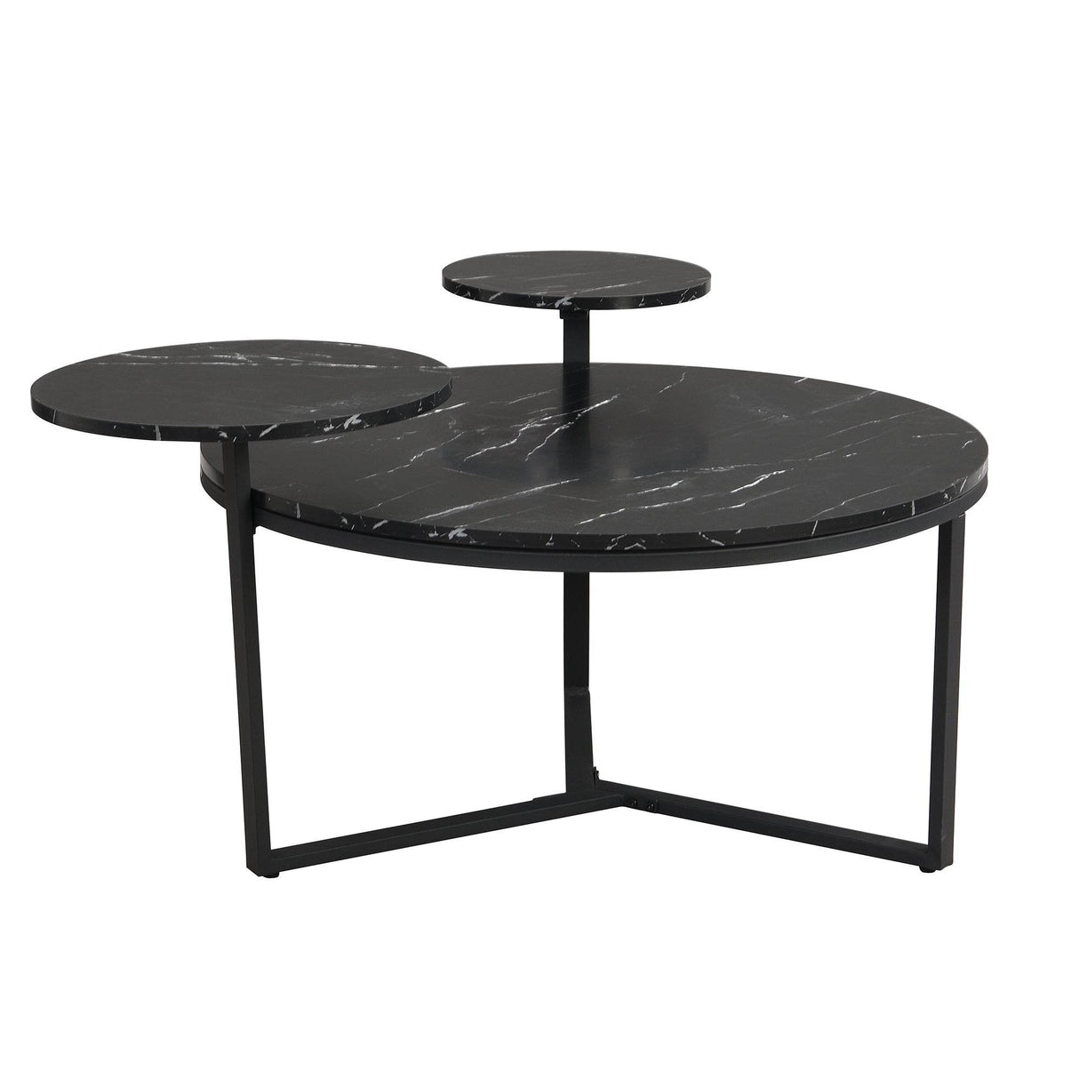 Modern Round Coffee Table With Faux Marble Shelves - Sleep Galleria
