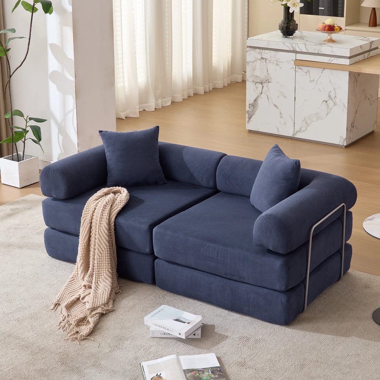 Modular Folding Convertible Corduroy Sofa Bed - Omega Lifestyles