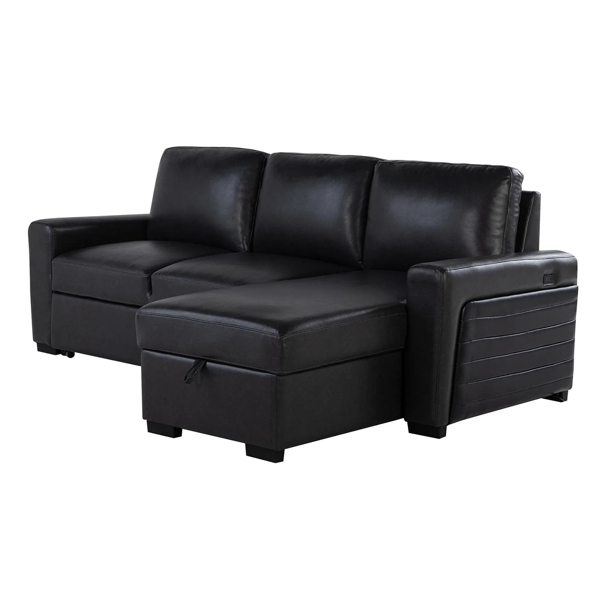 Modern Charcoal Wood Frame Sofabed With Pull-Out Bed - Omega Lifestyles