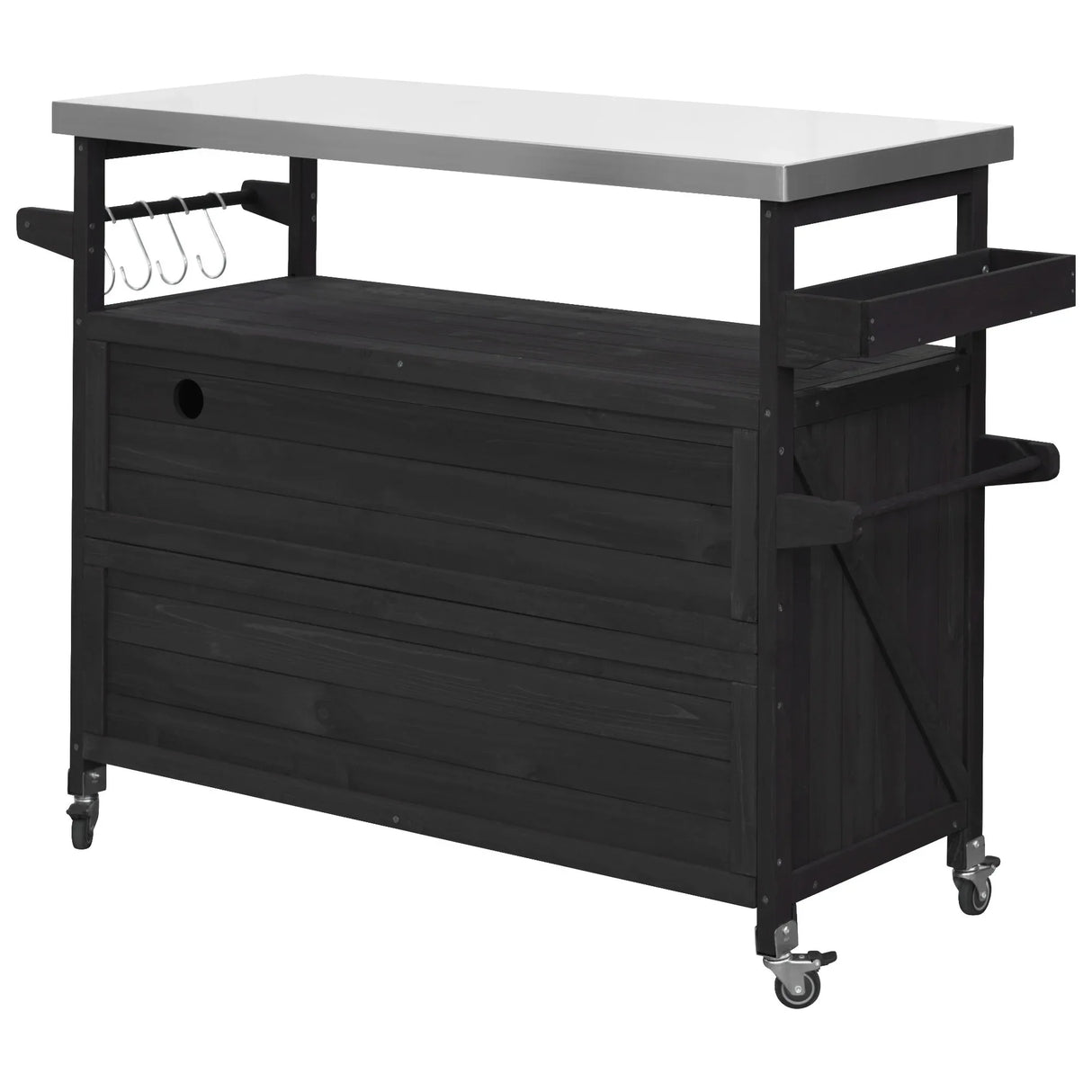 Farmhouse Solid Fir Wood Outdoor Kitchen Island Cart - Omega Lifestyles