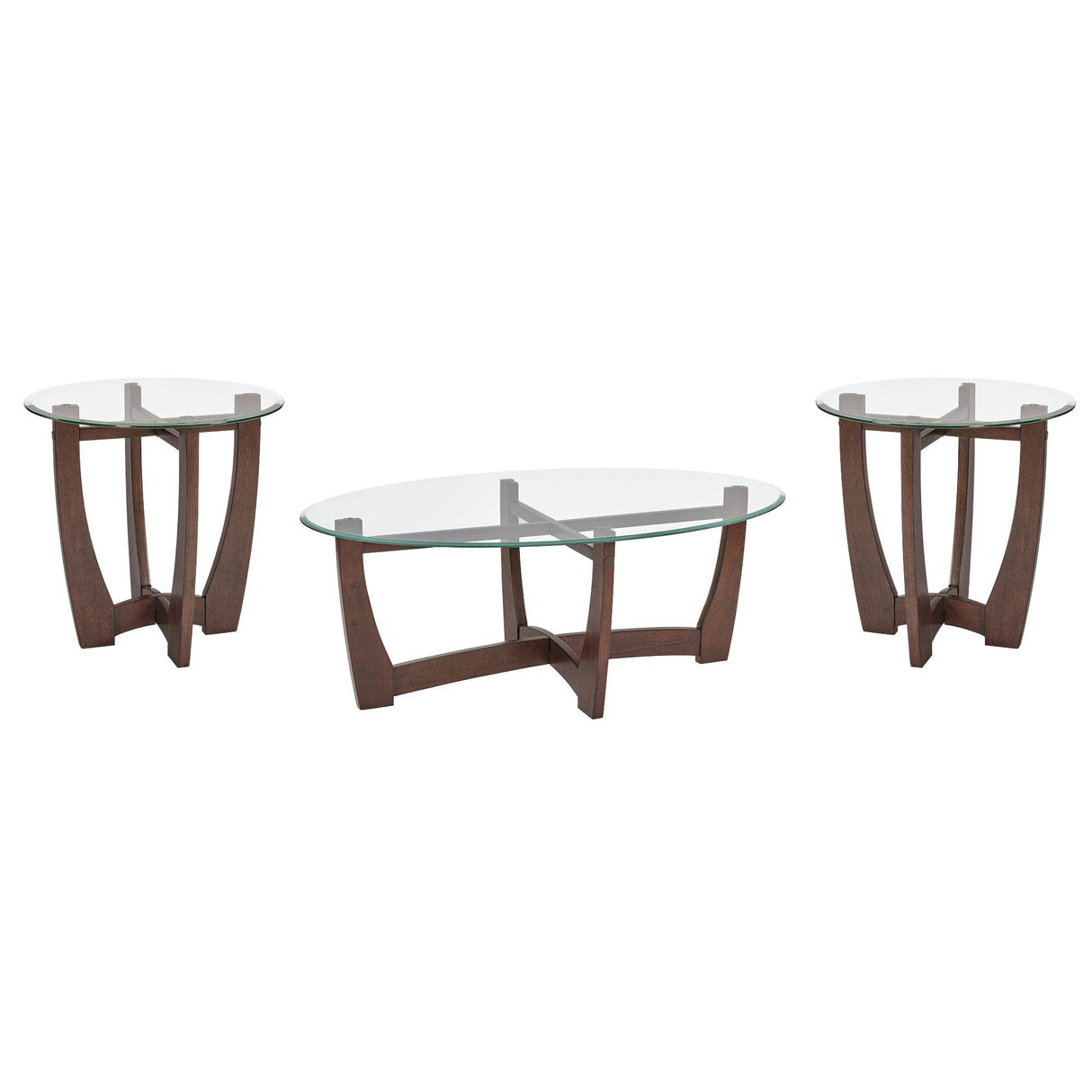 48-Inch Oval Cherry Wood Tempered Glass Coffee Table - Sleep Galleria