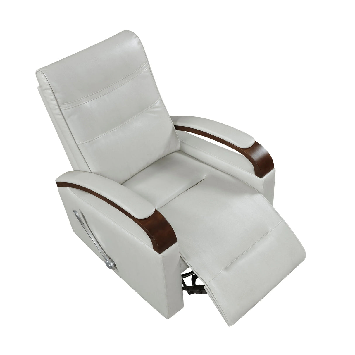 Swivel Gliding Recliner Faux Leather With Solid Rubberwood Arms - Omega Lifestyles