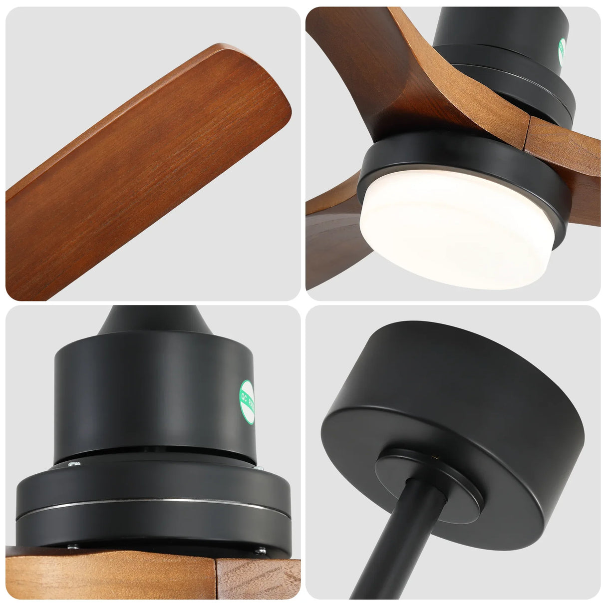 52-Inch Remote-Controlled Reversible Walnut Wood Ceiling Fan - Omega Lifestyles