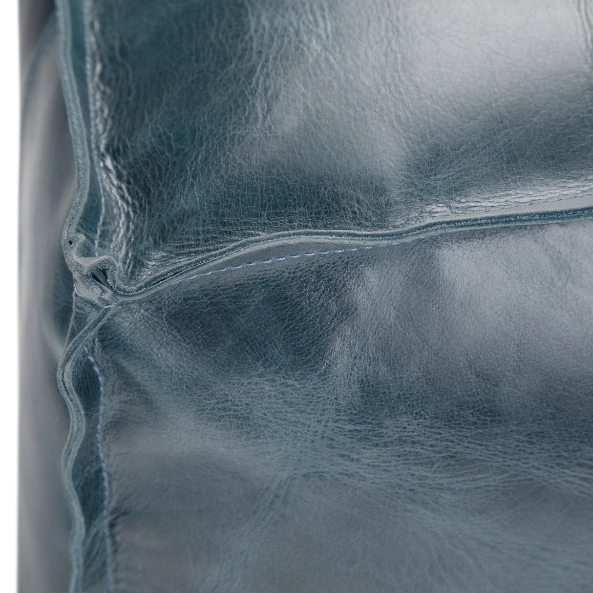 Teal Genuine Buffalo Leather Square Pouf Seating - Omega Lifestyles