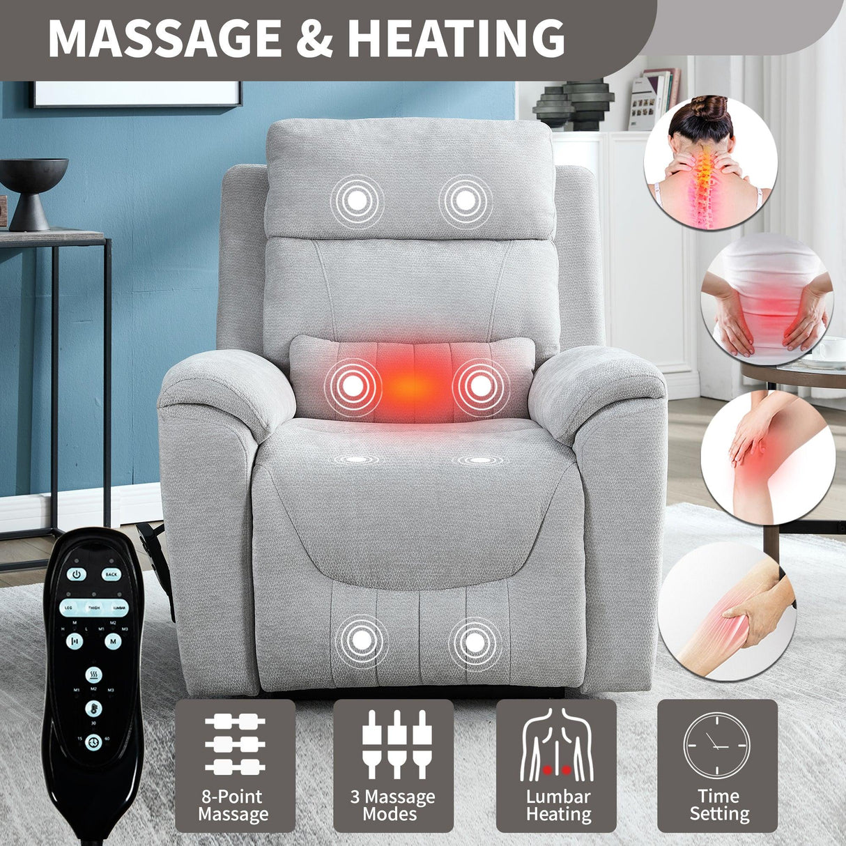Dual Motor Power Lift Recliner Chair With Massage Heating - Omega Lifestyles