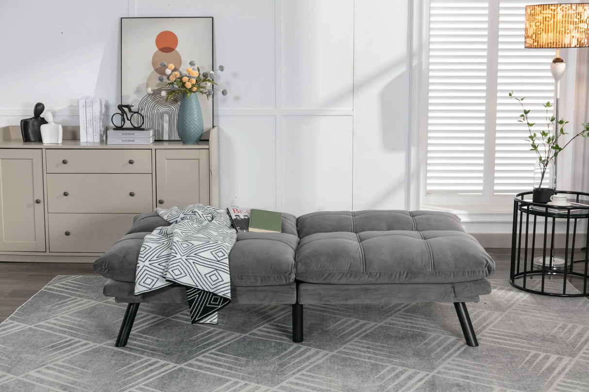 Light Grey Upholstered Convertible Foam Sofa Bed Twin - Omega Lifestyles