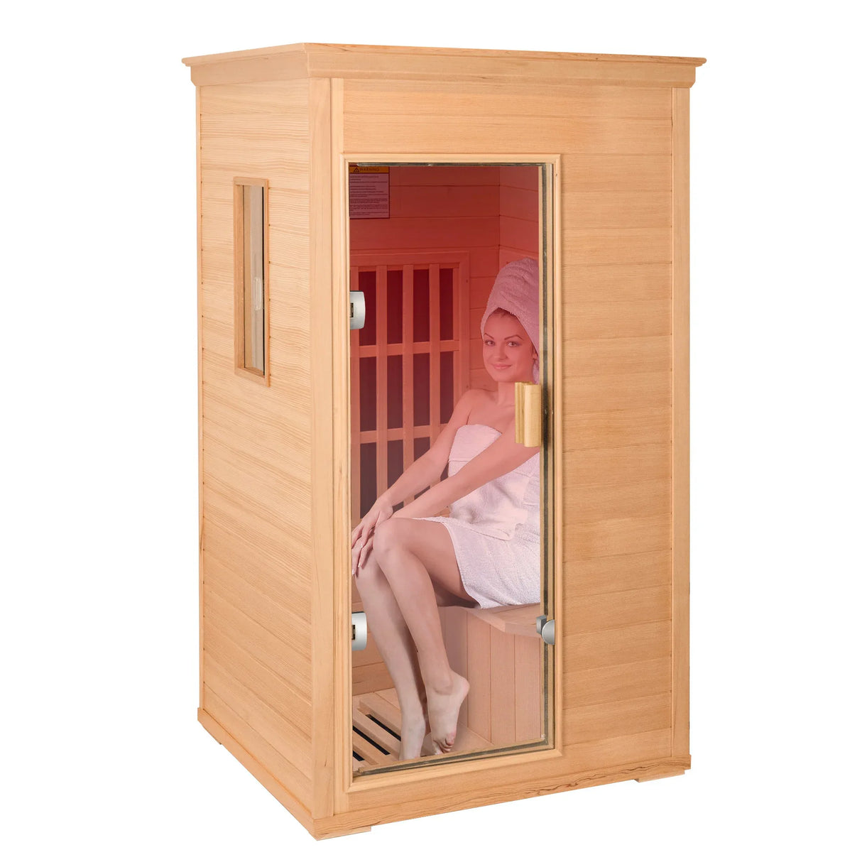Infrared 1-Person Hemlock Wood Dry Sauna With Bluetooth - Omega Lifestyles