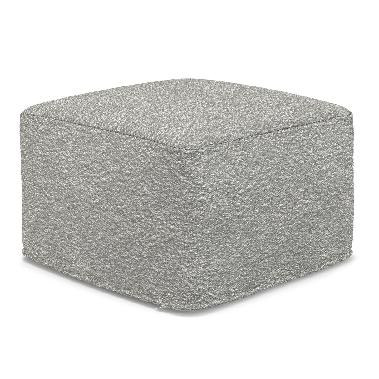 Light Gray Cotton Boucle Square Pouf Ottoman - Omega Lifestyles