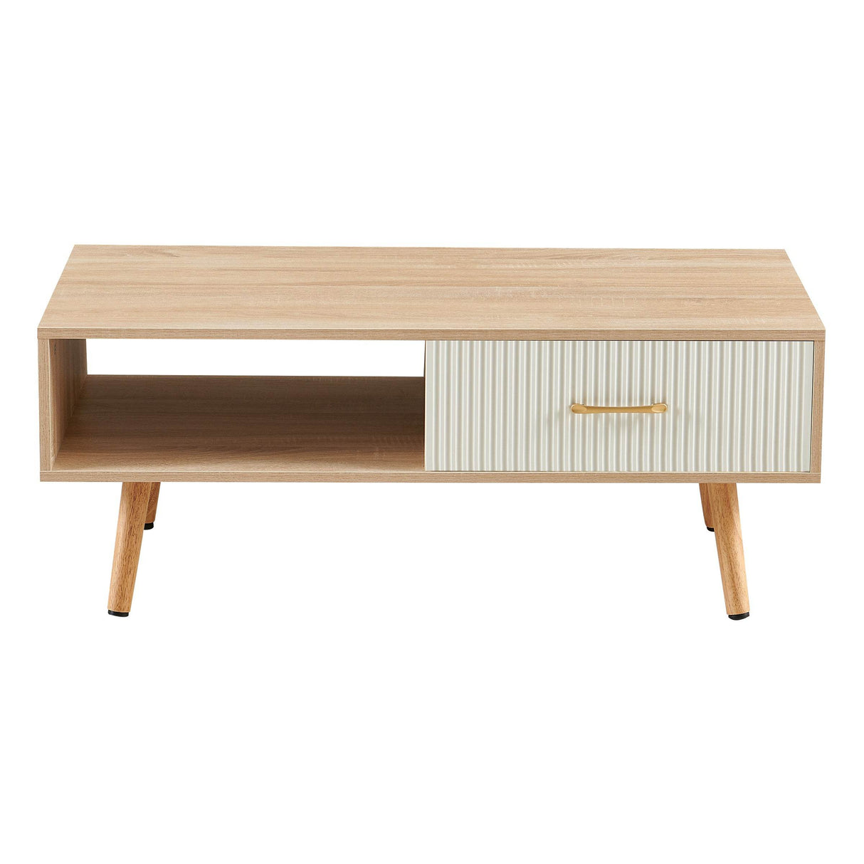 Solid Wood Modern Rectangle Coffee Table With Drawer Storage - Sleep Galleria