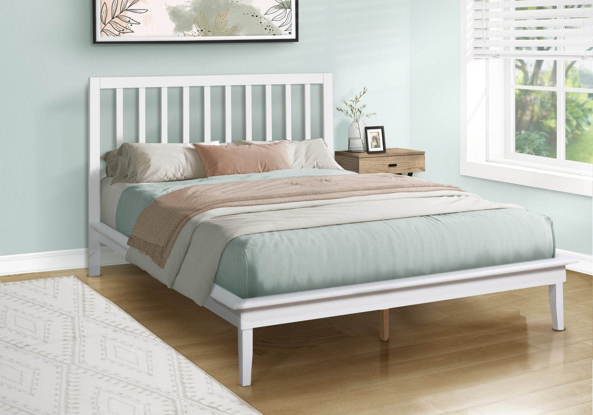 Contemporary White Wood Queen Platform Bed Frame