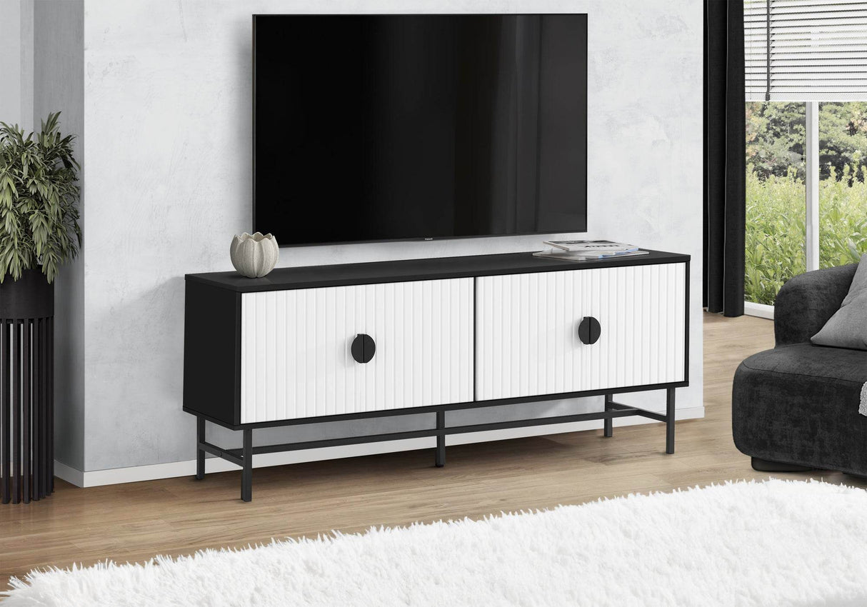 Contemporary 60-Inch Black White Laminate TV Stand - Sleep Galleria