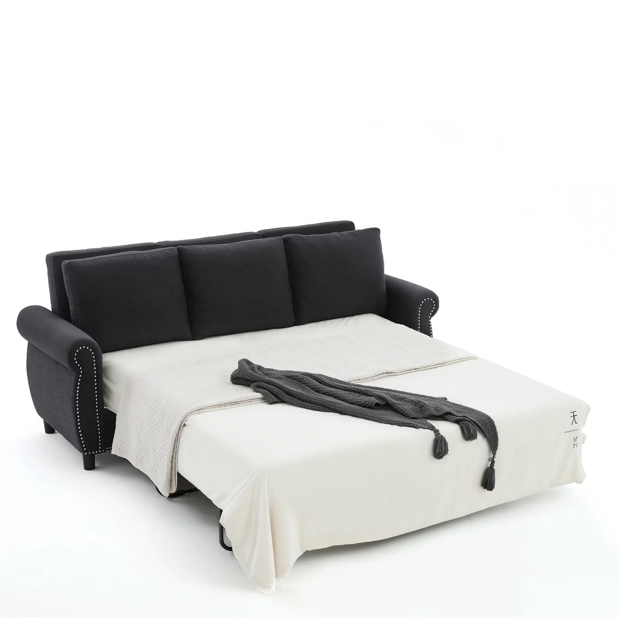 Modern Linen 2-in-1 Sleeper Sofa Bed With Memory Foam Mattress - Omega Lifestyles