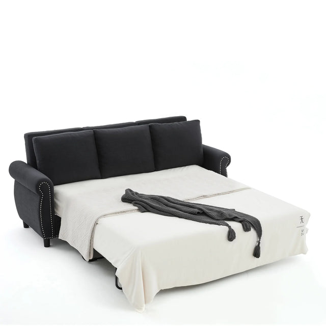Modern Linen 2-in-1 Sleeper Sofa Bed With Memory Foam Mattress - Omega Lifestyles