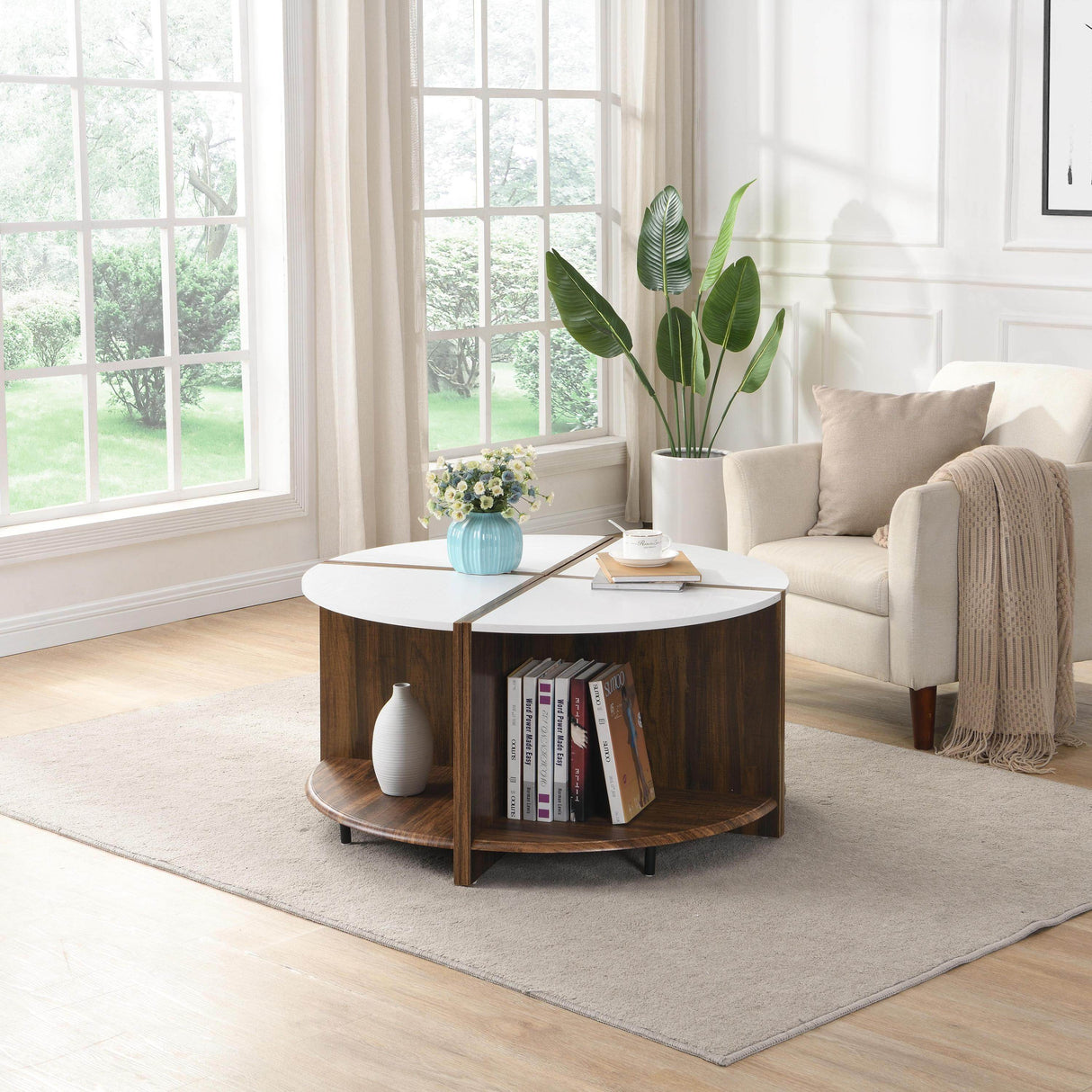 4-Piece Industrial Round MDF Coffee Table Set - Sleep Galleria