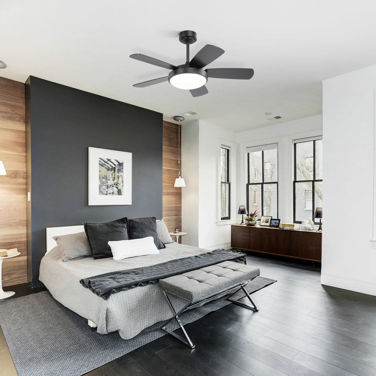 42-Inch Black MDF Blade Remote Control Ceiling Fan - Omega Lifestyles