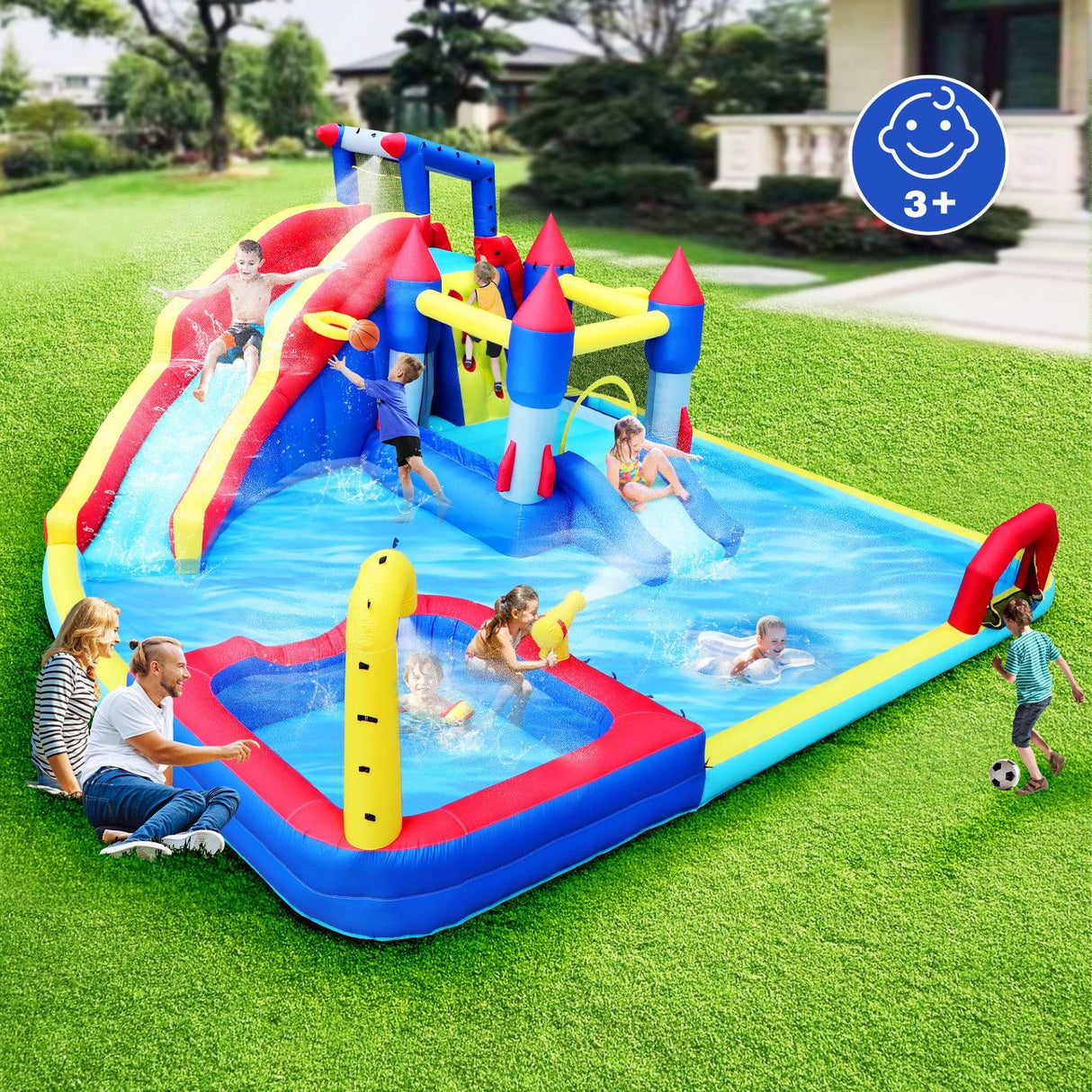 10-Inch Multicolor Oxford Fabric Inflatable Water Park Playground - Omega Lifestyles