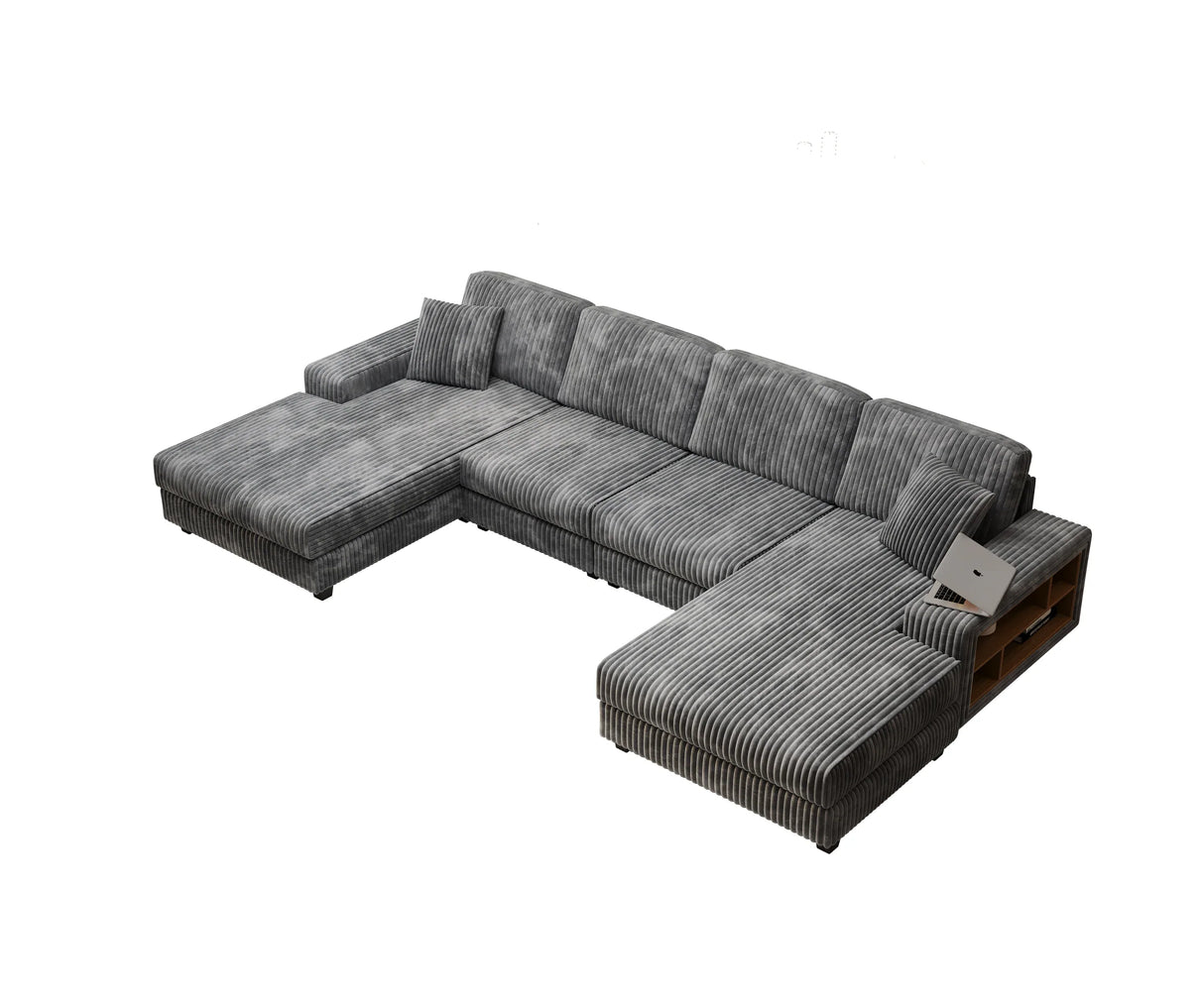 Modern Convertible U-Shaped Corduroy Fabric Sofa - Omega Lifestyles