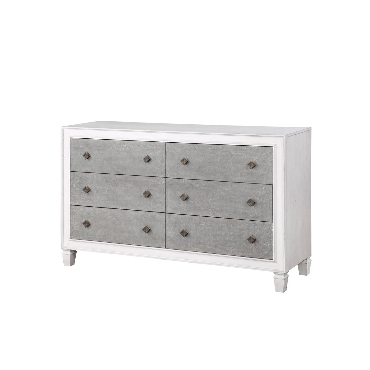 Rustic White Synthetic Wood Transitional Dresser - Omega Lifestyles