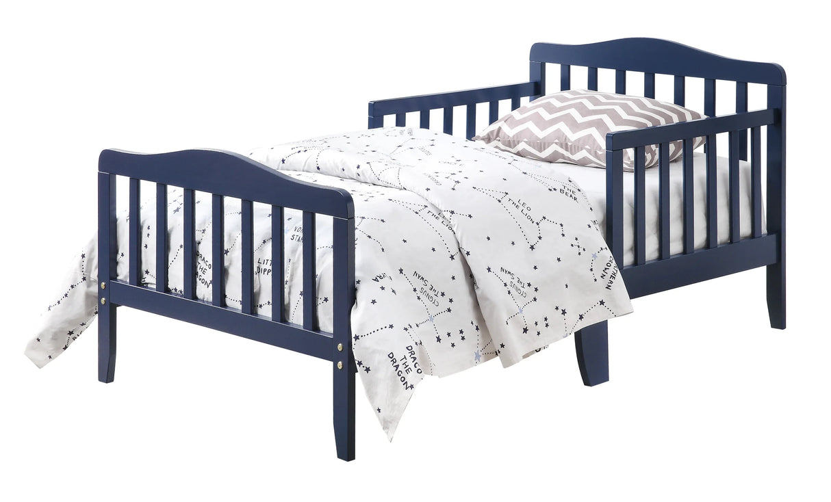 Solid Wood Navy Blue Toddler Bed With Safety Rails - Omega Lifestyles