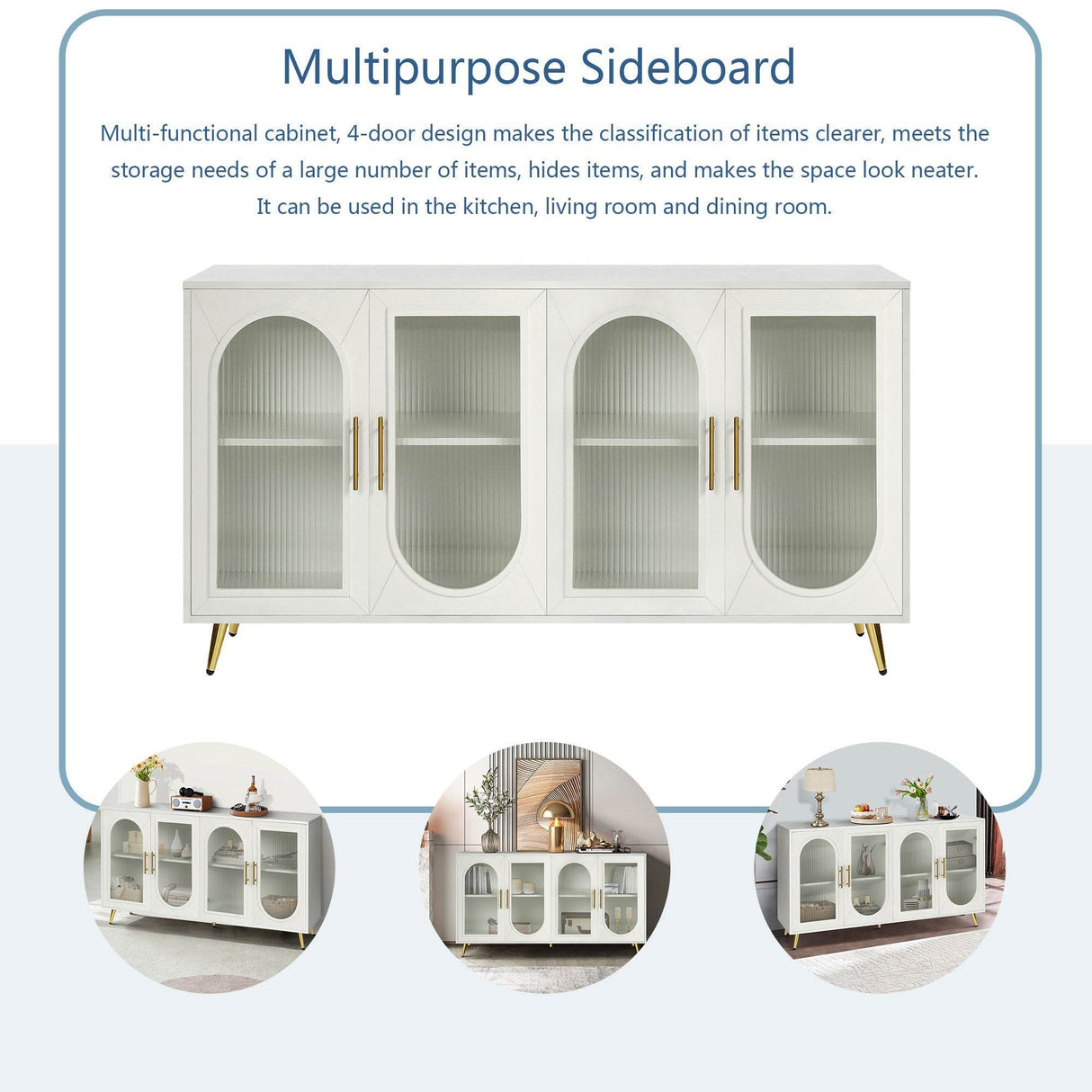 Antique White Wood TV Stand With Storage Cabinet - Sleep Galleria