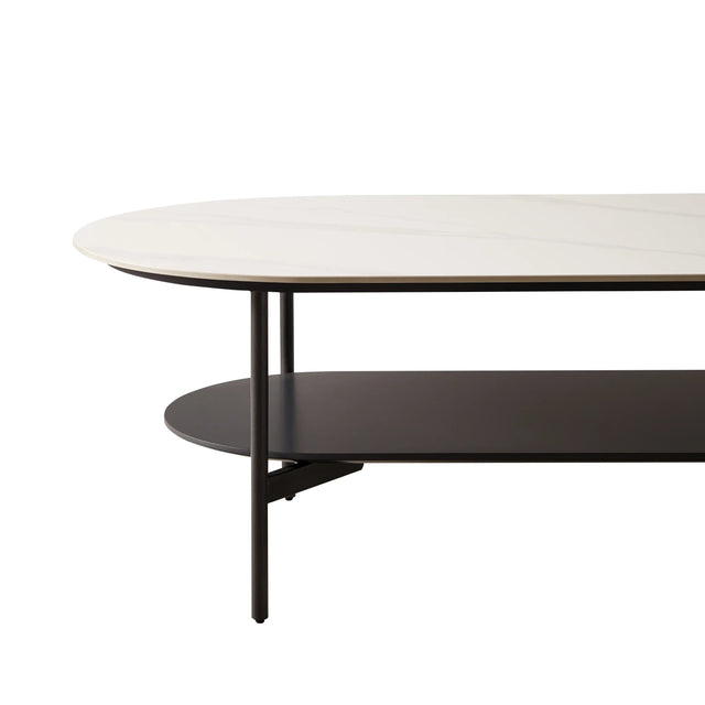 Modern Ceramic And Walnut Finish Coffee Table - Omega Lifestyles
