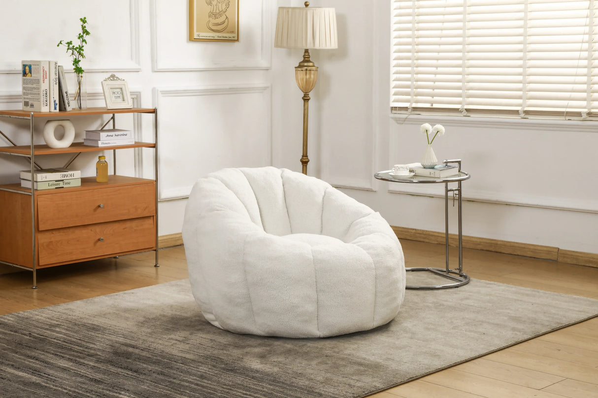 Plush Teddy Foam Bean Bag Chair With Armrests - Omega Lifestyles