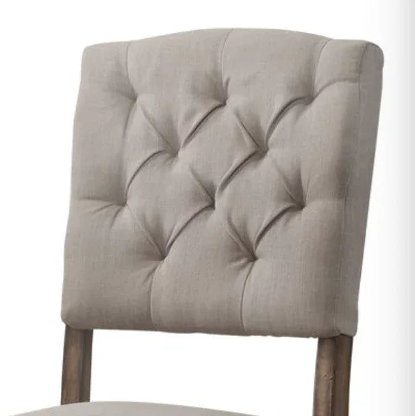 Set Of 2 Beige Linen Upholstered High-Back Side Chairs - Omega Lifestyles