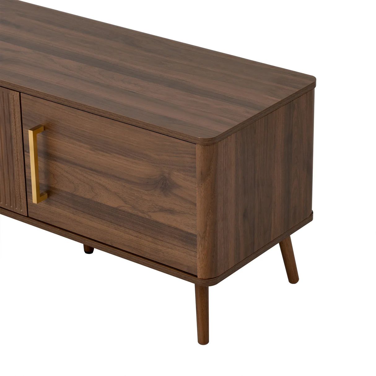 Modern Walnut Fluted Door 78-Inch TV Stand - Omega Lifestyles