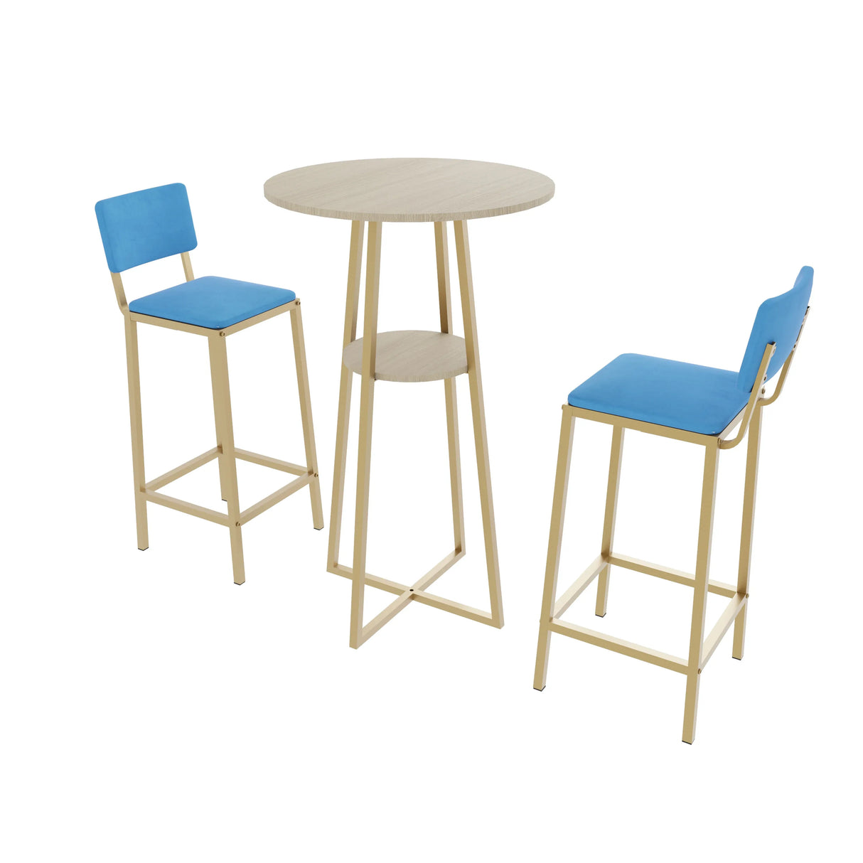 Three Piece Bar Table And Chairs Set With Storage - Omega Lifestyles