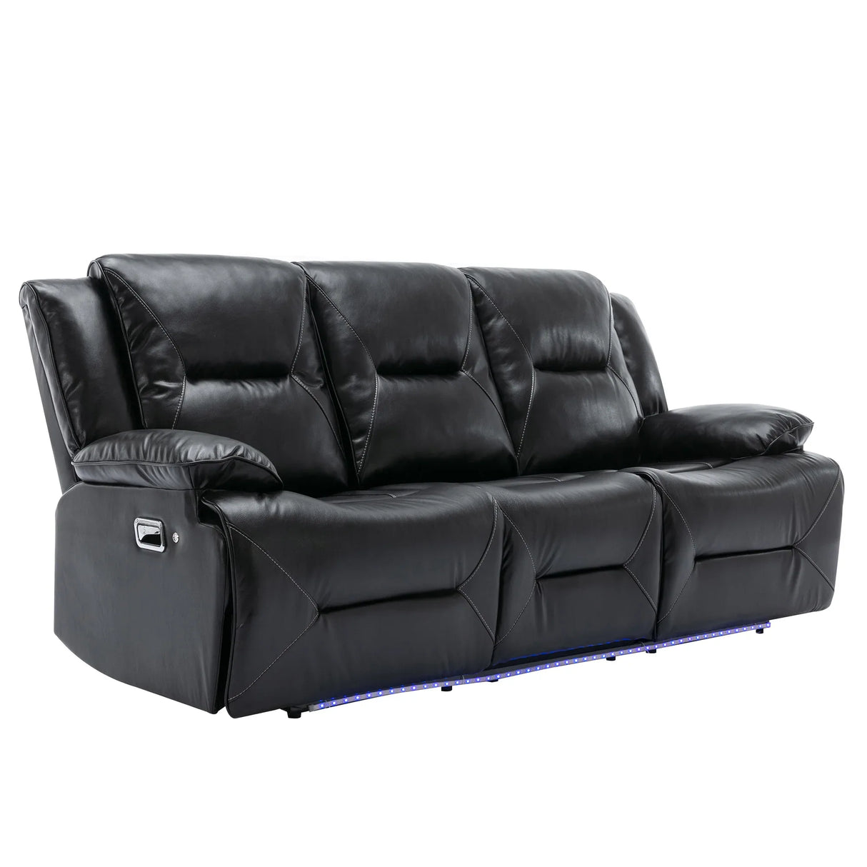 3-Seater Manual Recliner Chair Leather Gel With LED Lights - Omega Lifestyles