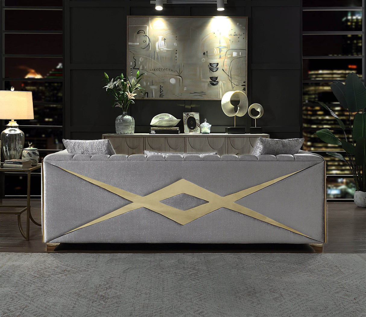 Modern Velvet Upholstered Wood Frame Sofa Three Seat - Omega Lifestyles