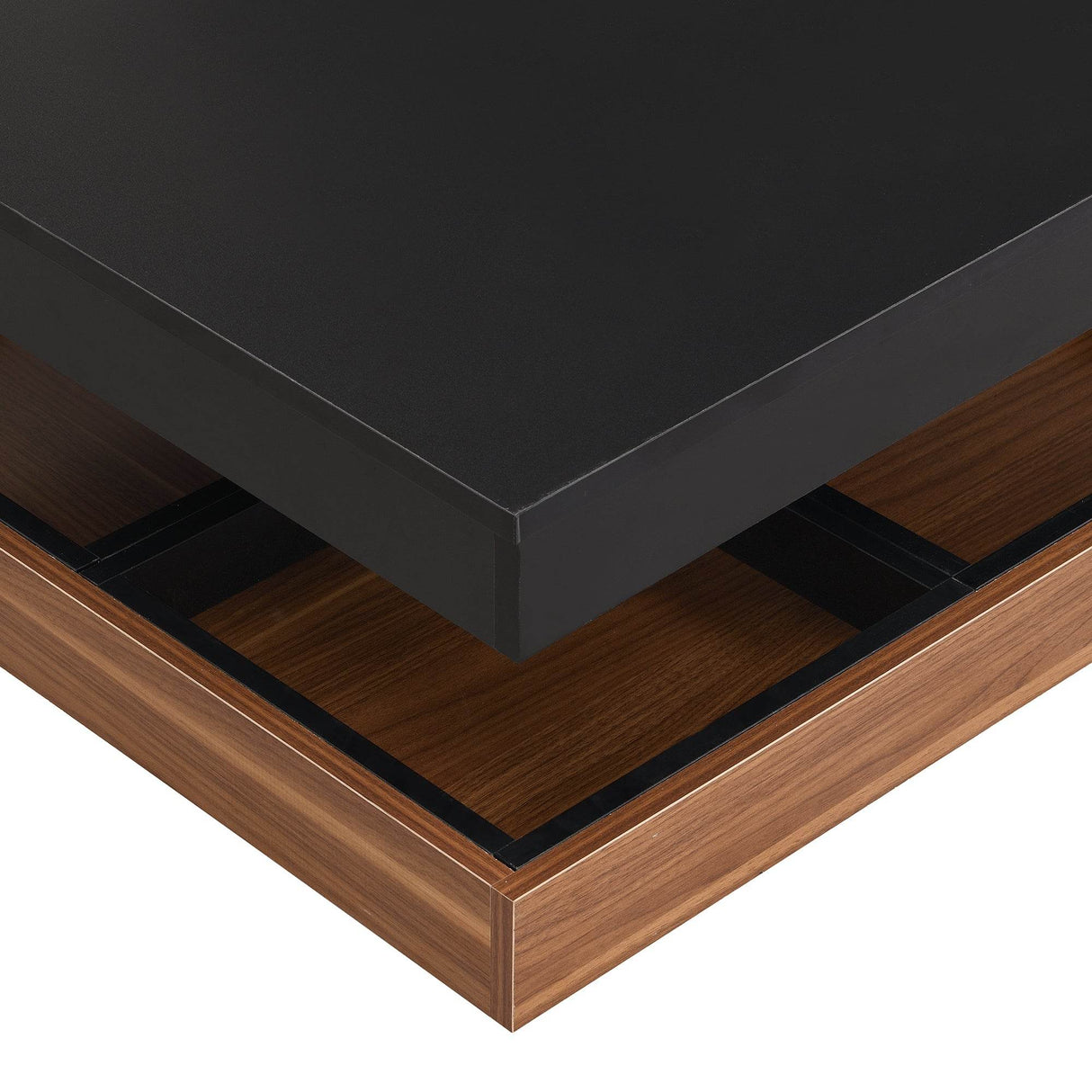 Modern Square 360° Rotating Black Walnut Coffee Table - Sleep Galleria