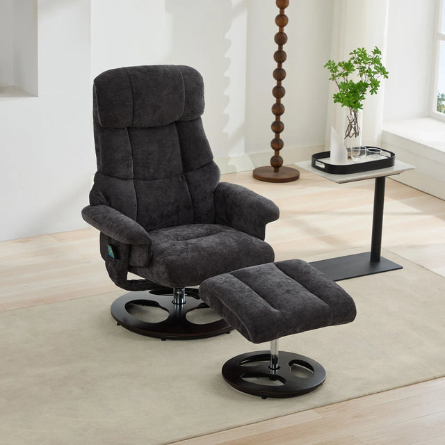 Modern Chenille Recliner Chair With Ottoman And Massage - Omega Lifestyles