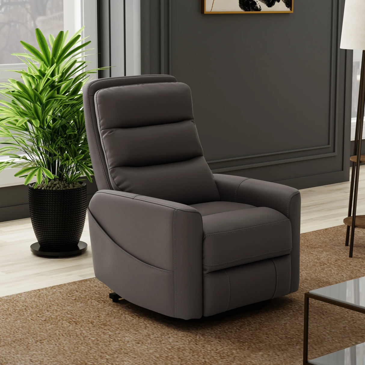 Grey Faux Leather Power Lift Recliner Chair With USB Charging - Omega Lifestyles