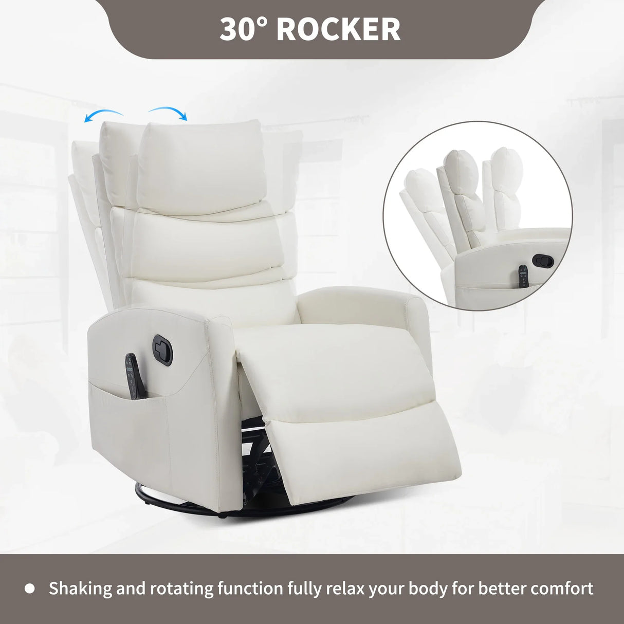 Heat Massage Recliner Chair With Swivel Rocker - Omega Lifestyles