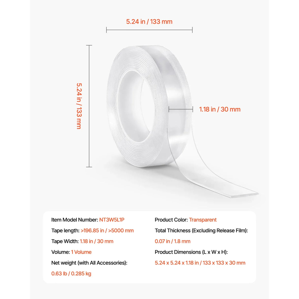 Heavy Duty Clear Nano Mounting Double Sided Tape - Omega Lifestyles