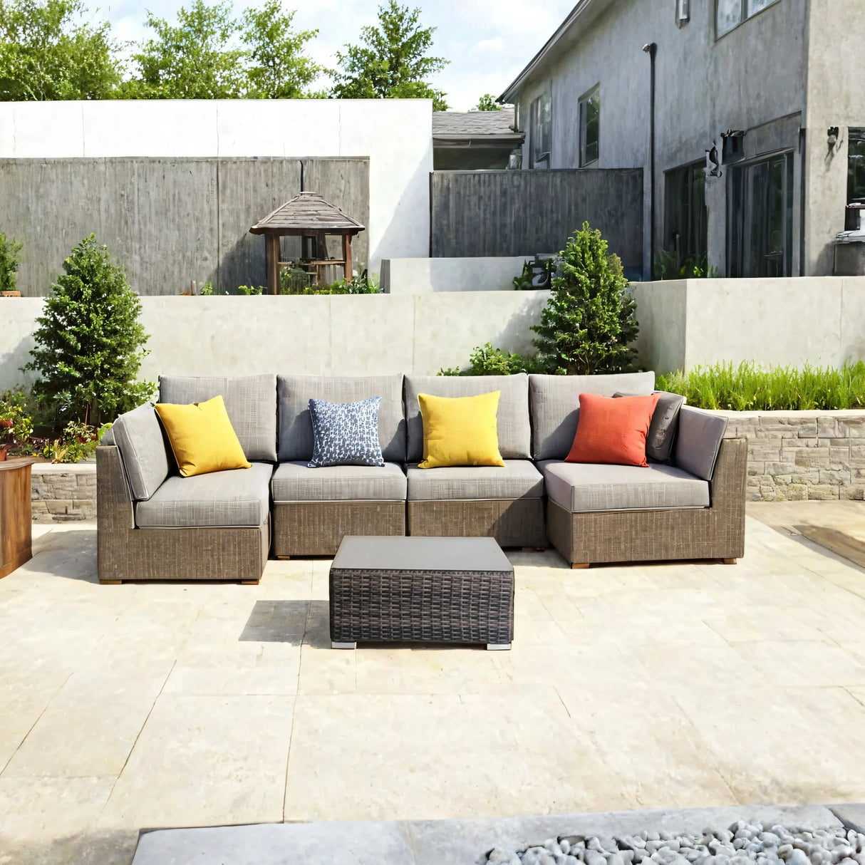 Modern Brown Wicker Square Outdoor Coffee Table - Omega Lifestyles